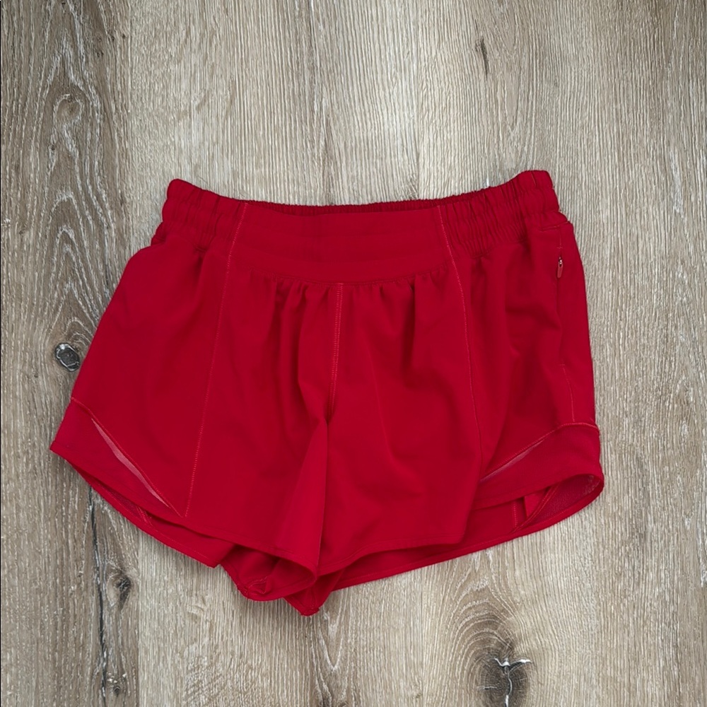 Lululemon Athletica Red Hotty Hot low rise shorts